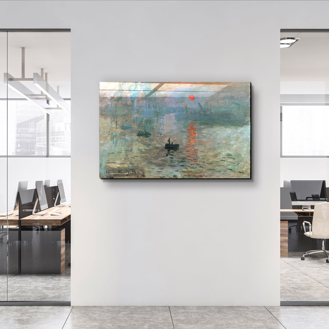 ・"Claude Monet's Impression, Sunrise (1872)"・Glass Wall Art | Artdesigna Glass Printing Wall Arts.