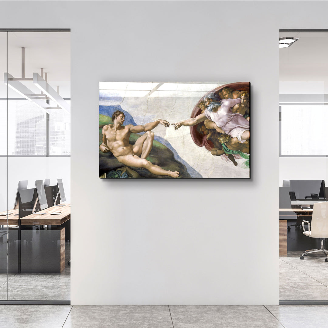 ・"Michelangelo - The Creation of Adam"・Glass Wall Art | Artdesigna Glass Printing Wall Arts.