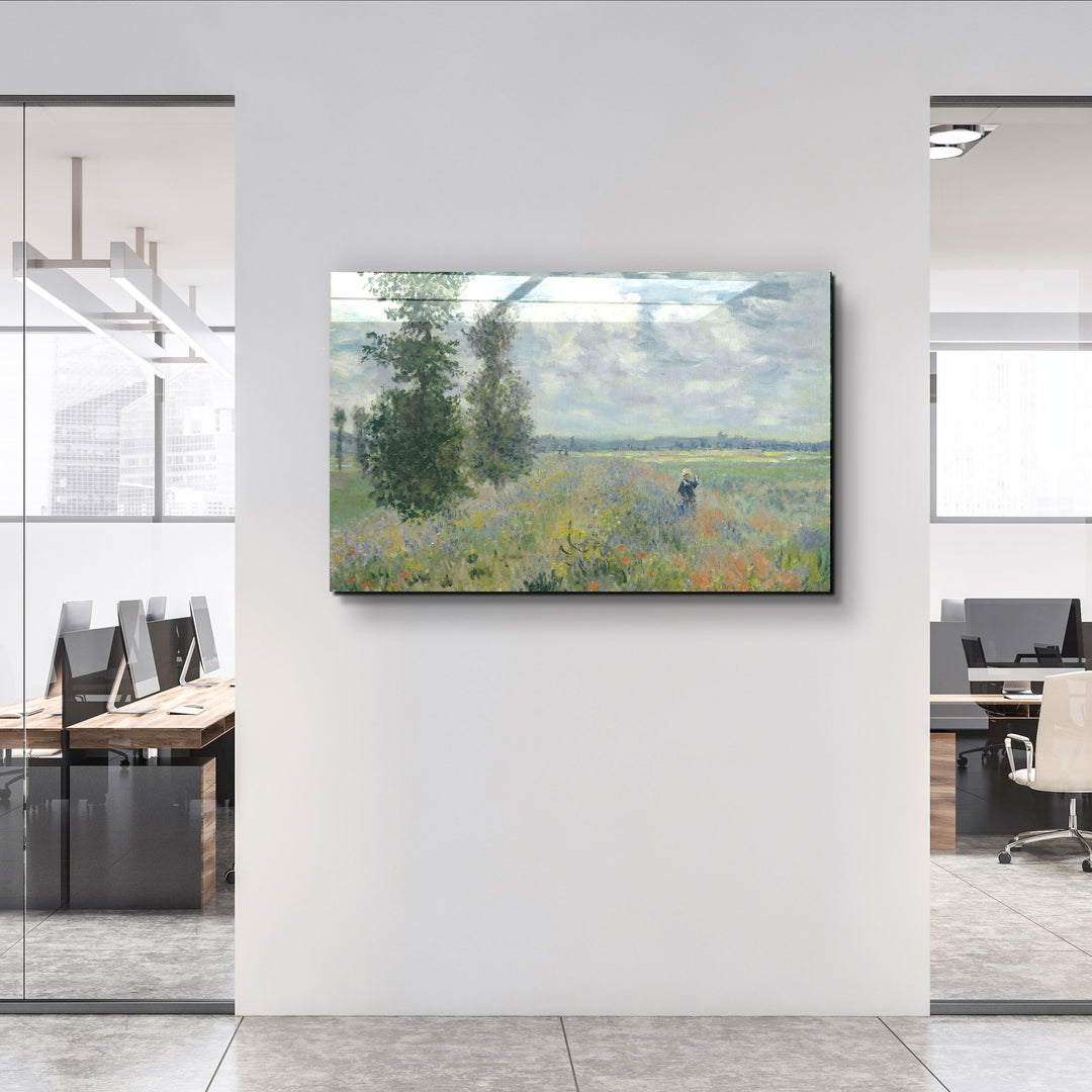 ・"Poppy Fields near Argenteuil (1875) by Claude Monet"・Glass Wall Art | Artdesigna Glass Printing Wall Arts.