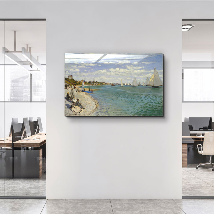 ・"Regatta at Sainte-Adresse (1867) by Claude Monet"・Glass Wall Art | Artdesigna Glass Printing Wall Arts.