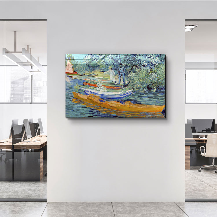 ・"Vincent van Gogh's Bank of the Oise at Auvers (1890)"・Glass Wall Art | Artdesigna Glass Printing Wall Arts.