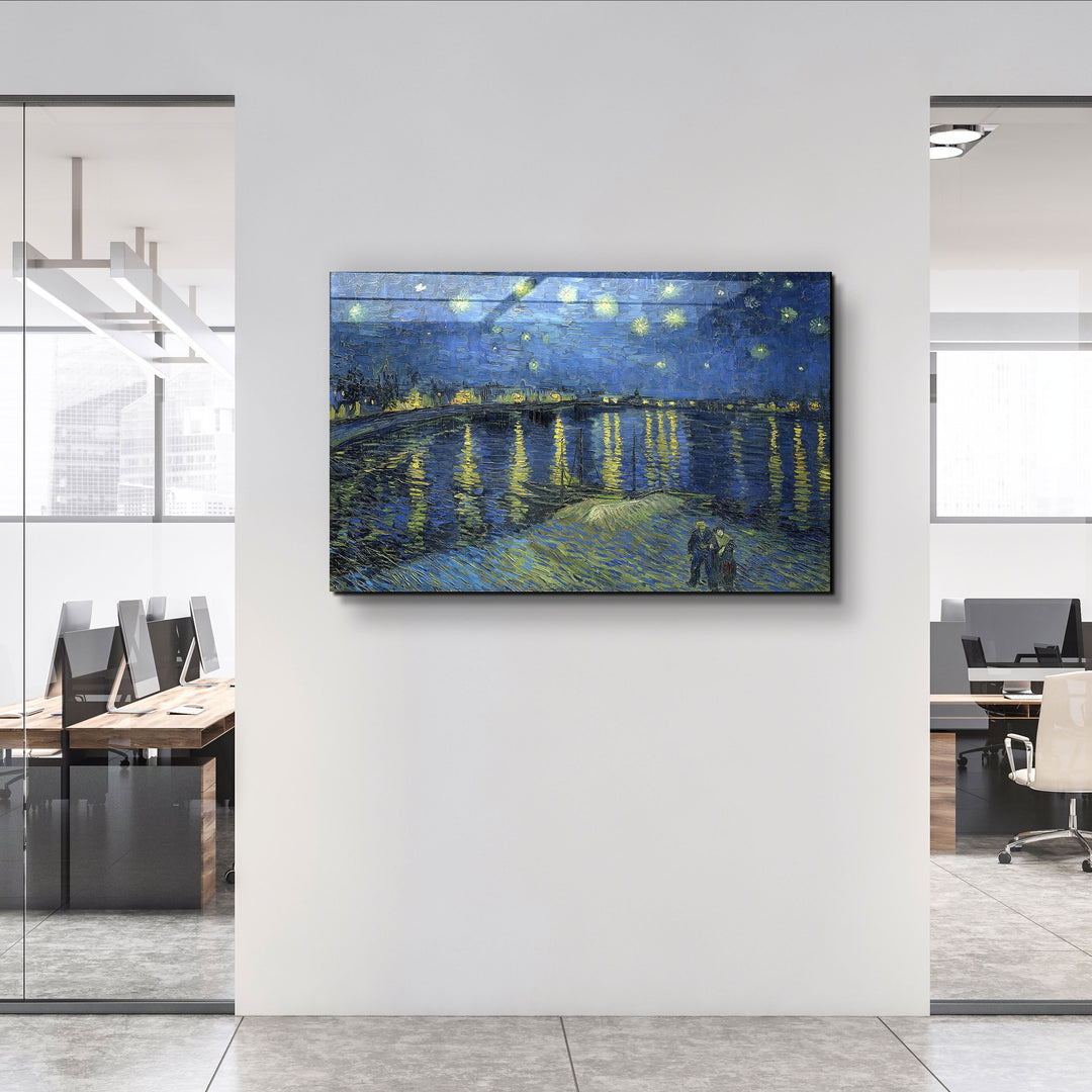 ・"Vincent van Gogh's Stary Night Over the Rhone (1888)"・Glass Wall Art | Artdesigna Glass Printing Wall Arts.