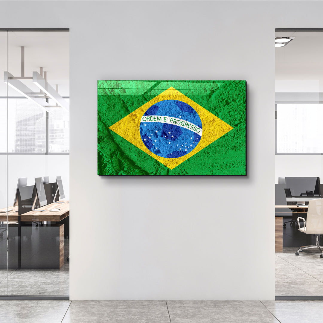 ・"Flag Of Brazil"・Glass Wall Art | Artdesigna Glass Printing Wall Arts.