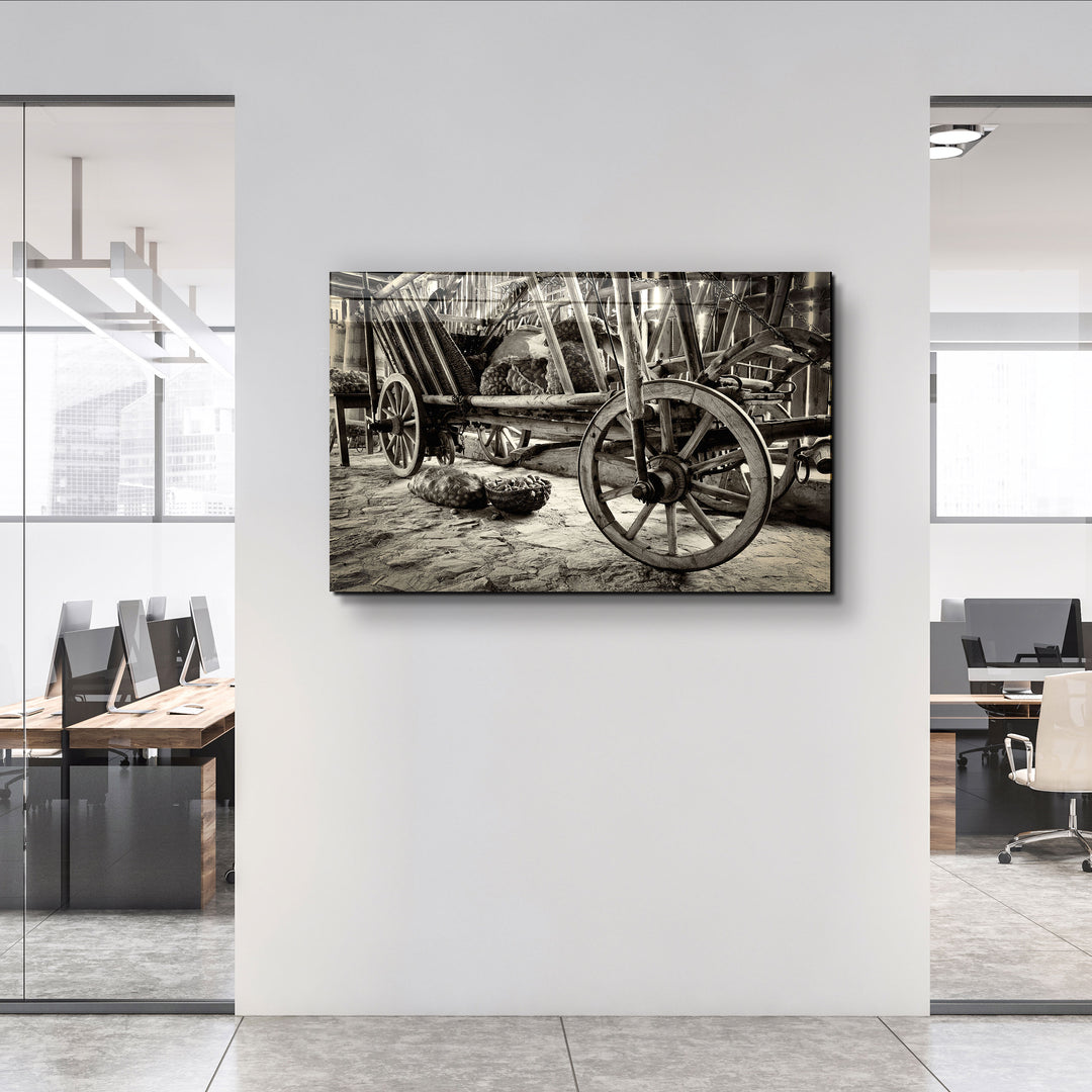 ・"Old Wheel Cart"・Glass Wall Art | Artdesigna Glass Printing Wall Arts.