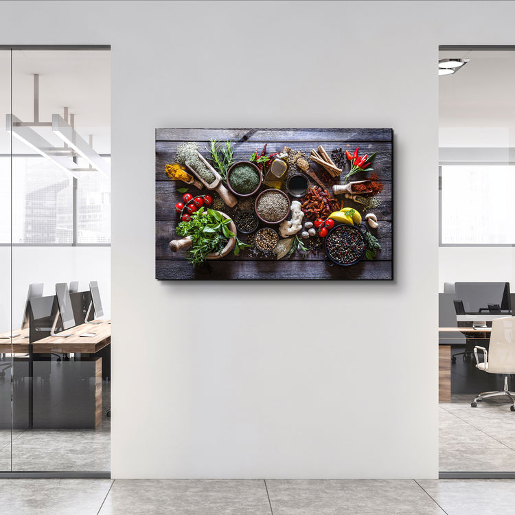 ・"Spices And Vegetables"・Glass Wall Art | Artdesigna Glass Printing Wall Arts.