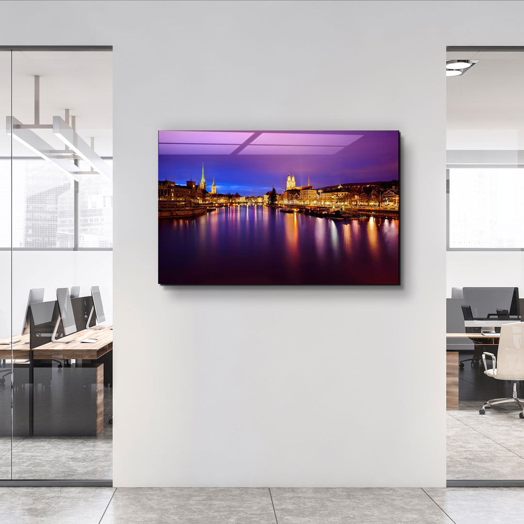 ・"Zurich Night"・Glass Wall Art | Artdesigna Glass Printing Wall Arts.