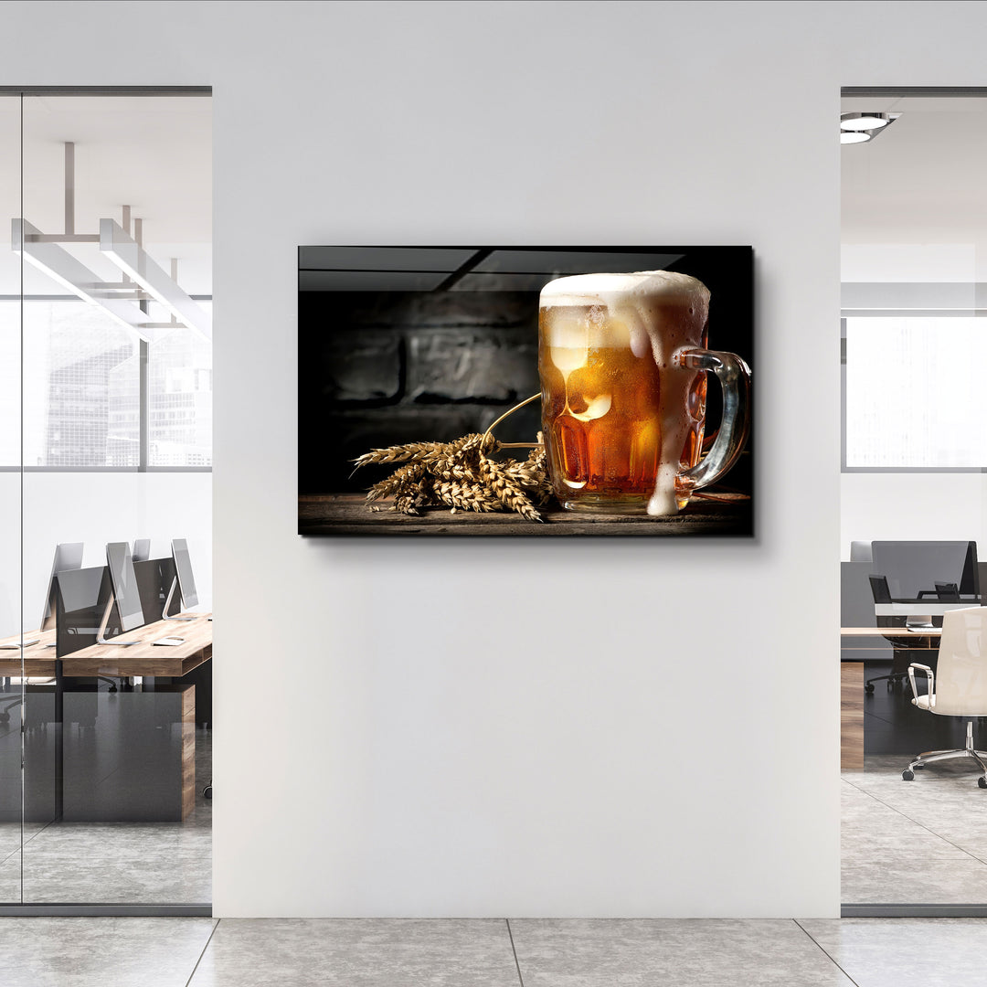 ・"Bubbling Beer"・Glass Wall Art | Artdesigna Glass Printing Wall Arts.