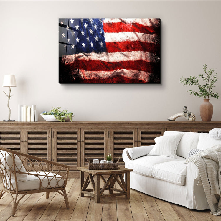 ・"Flag of the U.S."・Glass Wall Art | Artdesigna Glass Printing Wall Arts.