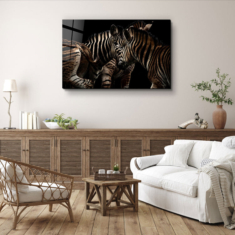 ・"Zebra Family"・Glass Wall Art | Artdesigna Glass Printing Wall Arts.