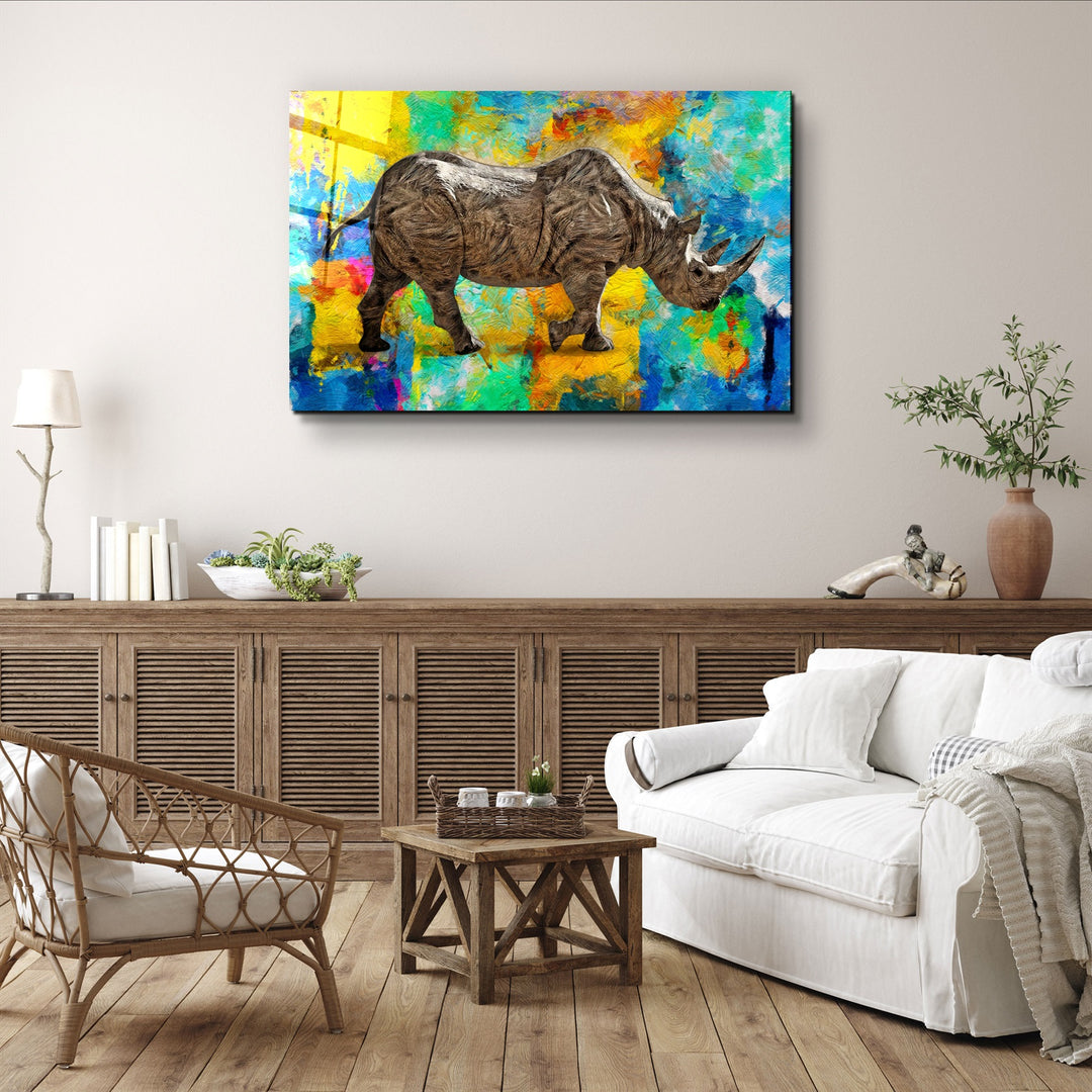 ・"Abstract Rhino V2"・Glass Wall Art | Artdesigna Glass Printing Wall Arts.