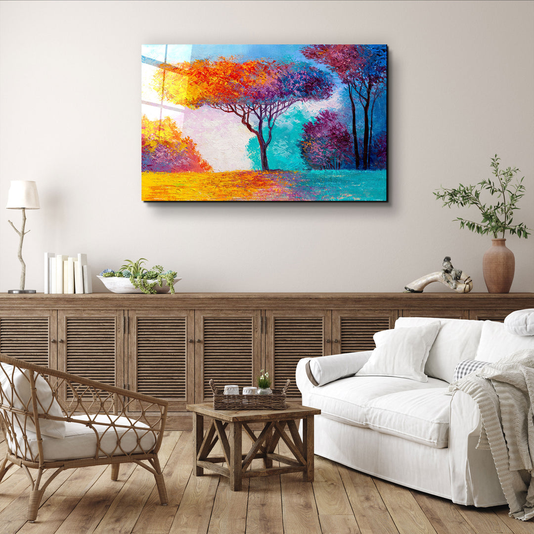 ・"Abstract Colorful Trees"・Glass Wall Art | Artdesigna Glass Printing Wall Arts.