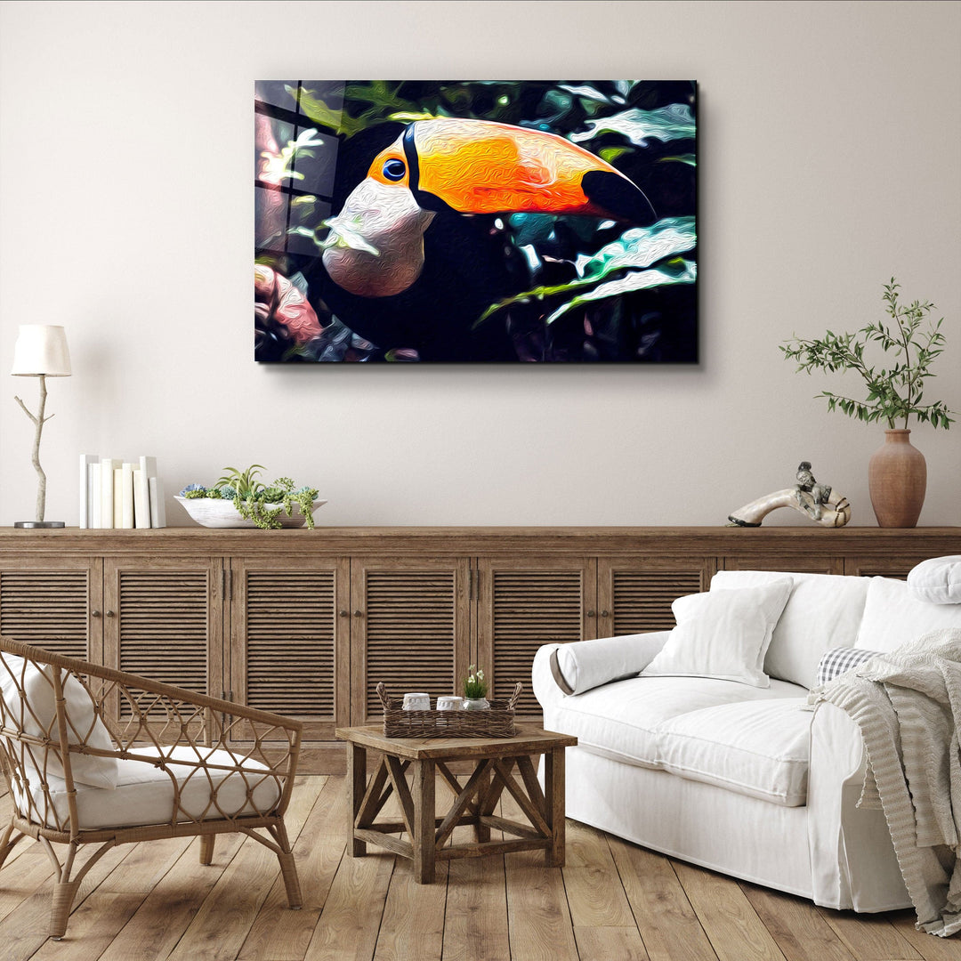 ・"Pelican in Nature"・Glass Wall Art | Artdesigna Glass Printing Wall Arts.