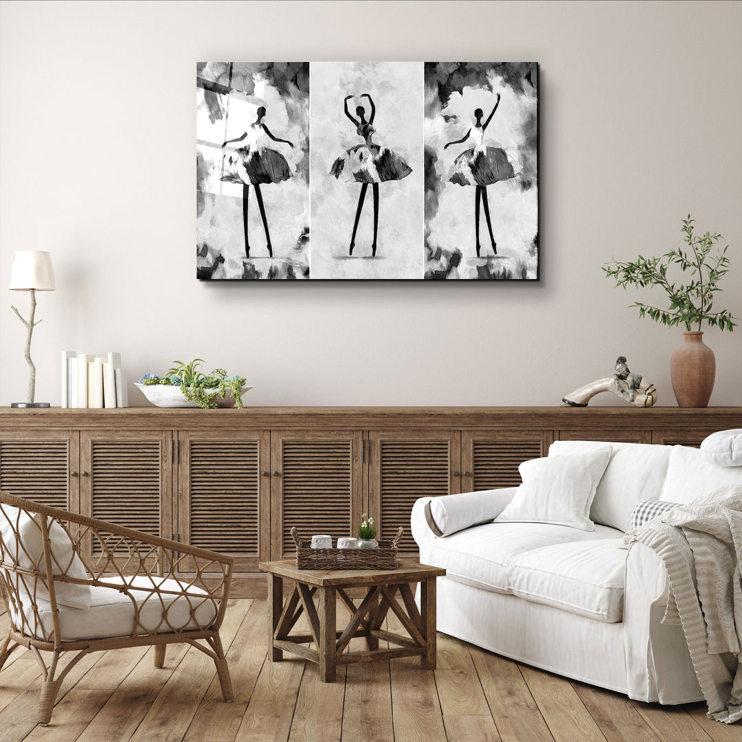 ・"Black and White Ballerina"・Glass Wall Art | Artdesigna Glass Printing Wall Arts.