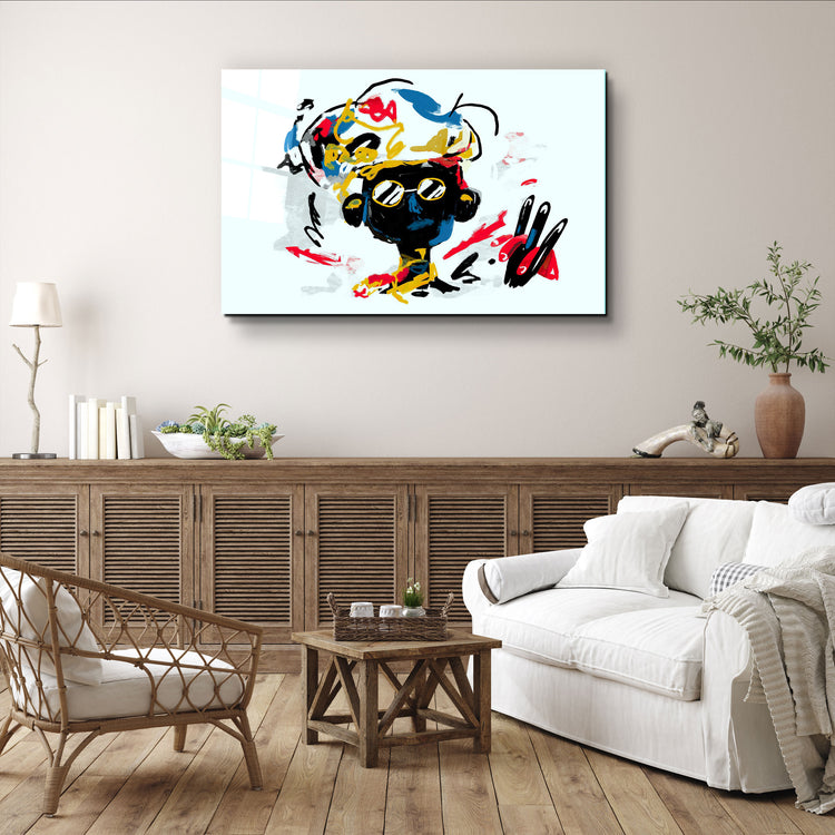 ・"Abstract Colorful Kid"・Glass Wall Art | Artdesigna Glass Printing Wall Arts.