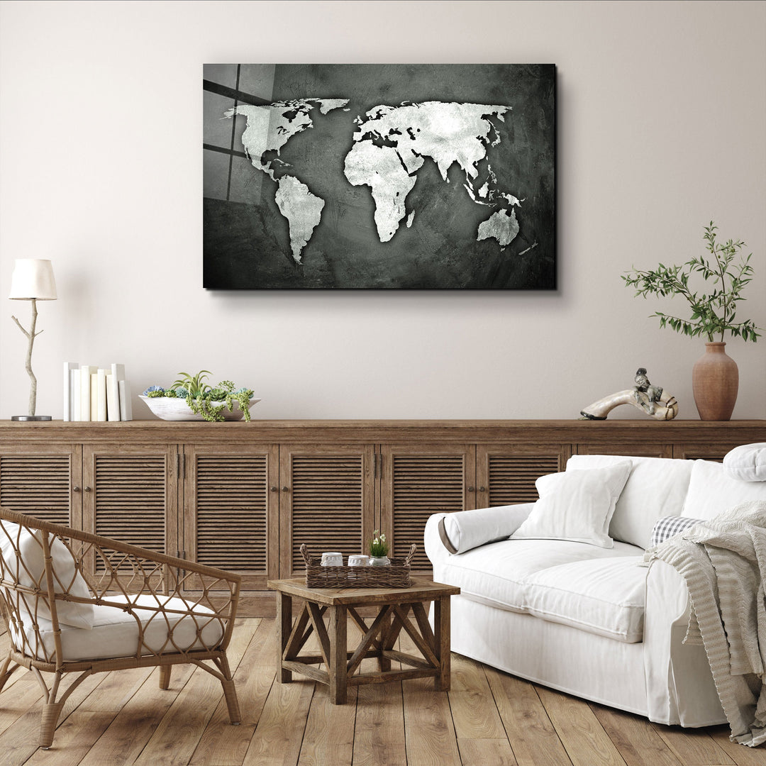 ・"World Map"・Glass Wall Art | Artdesigna Glass Printing Wall Arts.