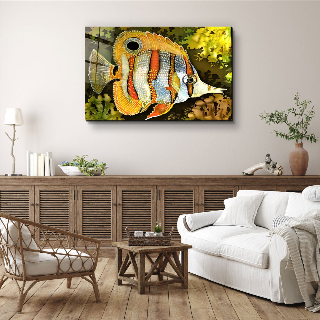 ・"Batik Fish"・Glass Wall Art | Artdesigna Glass Printing Wall Arts.