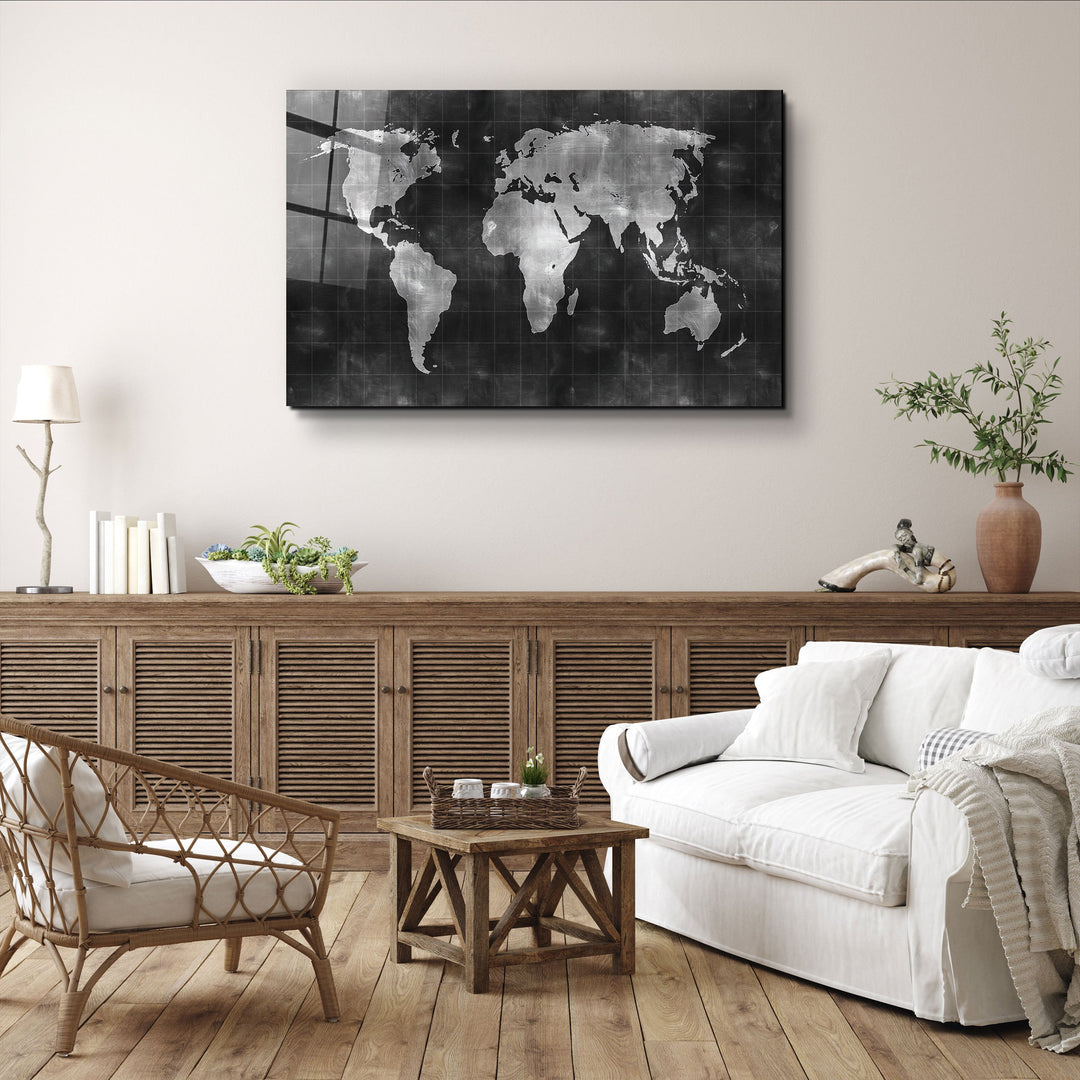 ・"Wold Map"・Glass Wall Art | Artdesigna Glass Printing Wall Arts.