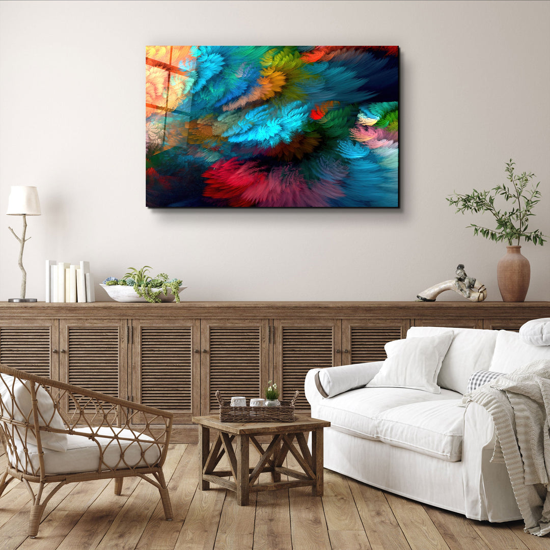 ・"Colorful Plumes"・Glass Wall Art | Artdesigna Glass Printing Wall Arts.