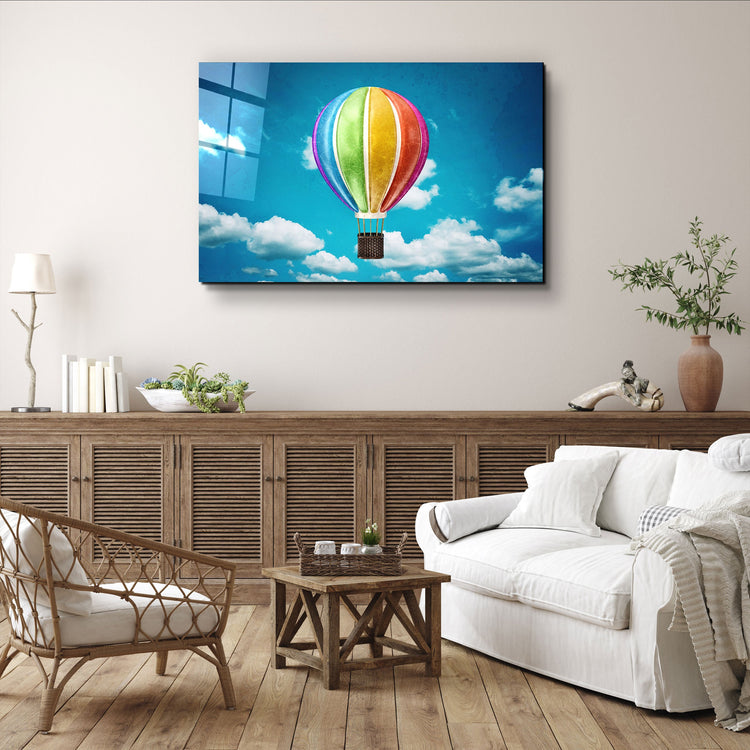 ・"Rainbow Air Balloon"・Glass Wall Art | Artdesigna Glass Printing Wall Arts.