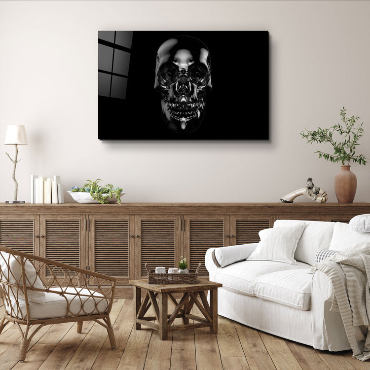 ・"The Black Skull"・Glass Wall Art | Artdesigna Glass Printing Wall Arts.