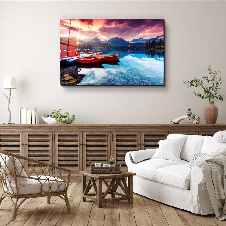 ・"Calm Lake"・Glass Wall Art | Artdesigna Glass Printing Wall Arts.