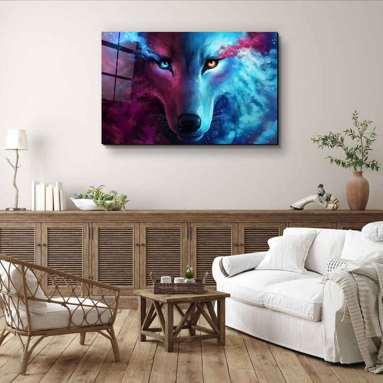 ・"Mystical Wolf"・Glass Wall Art | Artdesigna Glass Printing Wall Arts.