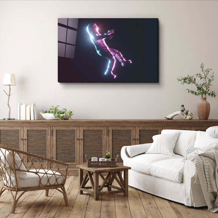 ・"Astronaut Neon"・Glass Wall Art | Artdesigna Glass Printing Wall Arts.