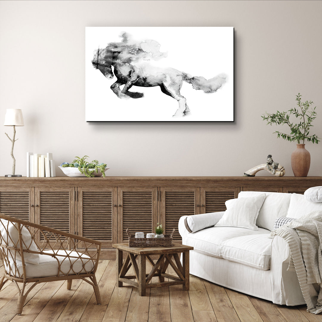 ・"Running Horse Silhouette"・Glass Wall Art | Artdesigna Glass Printing Wall Arts.