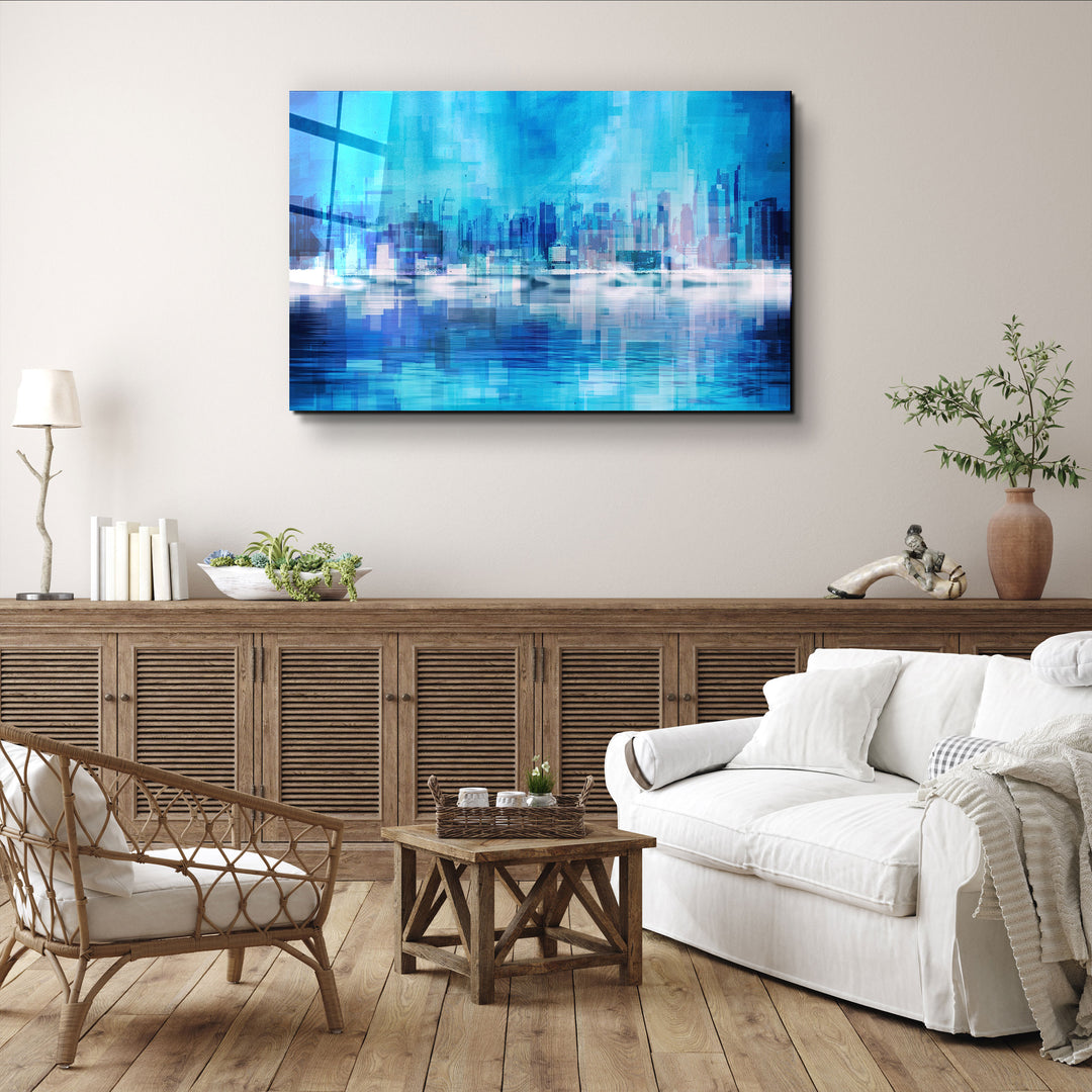 ・"The Fuzzy Cityscape Of New York"・Glass Wall Art | Artdesigna Glass Printing Wall Arts.