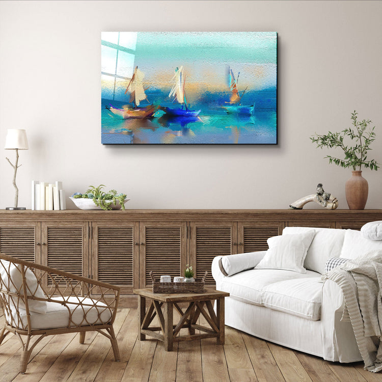 ・"Abstract Boats Art"・Glass Wall Art | Artdesigna Glass Printing Wall Arts.