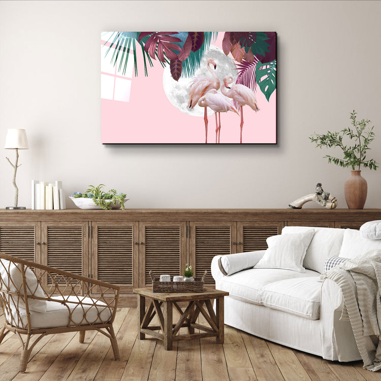 ・"Greater Flamingo"・Glass Wall Art | Artdesigna Glass Printing Wall Arts.