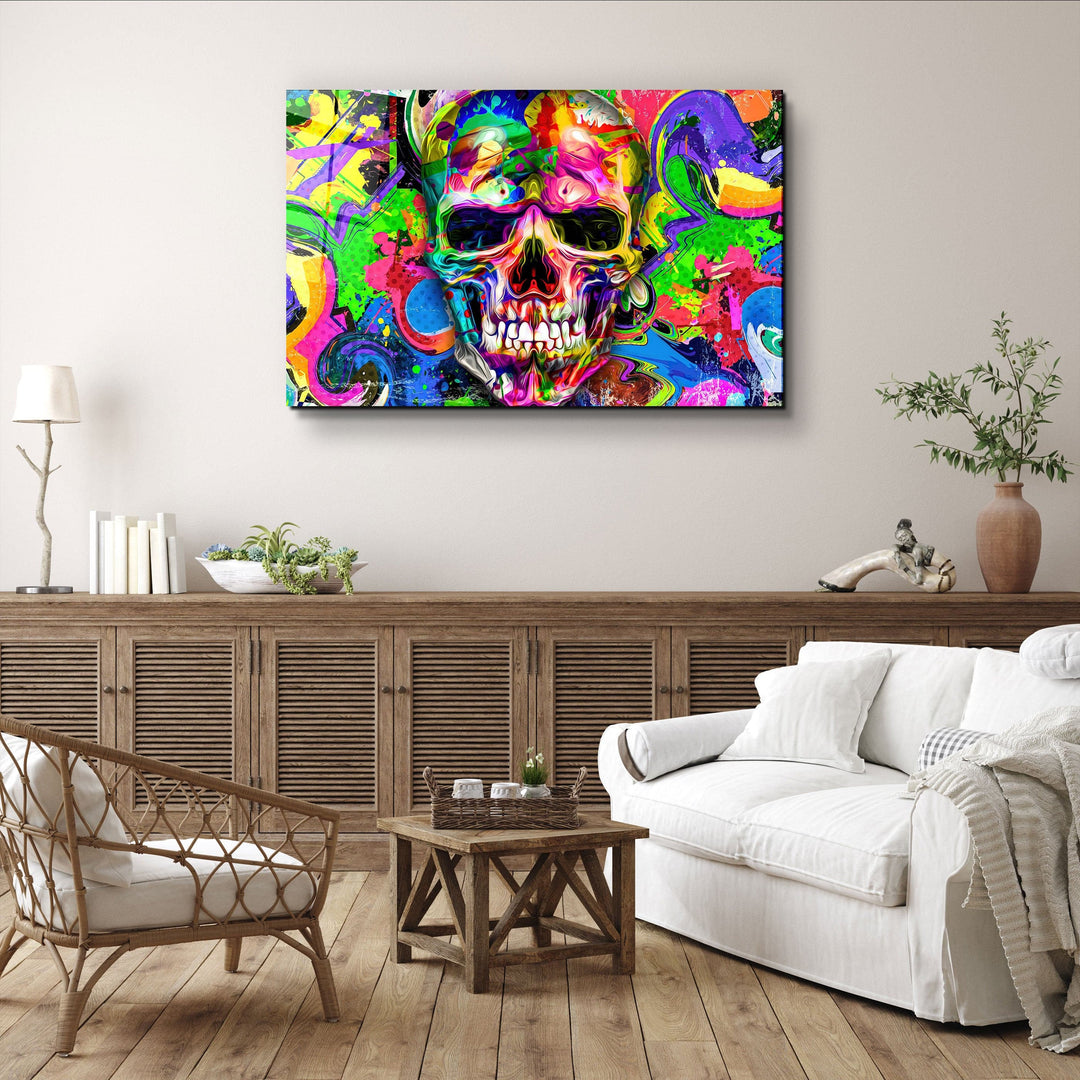 ・"Skull Graffiti Art"・Glass Wall Art | Artdesigna Glass Printing Wall Arts.