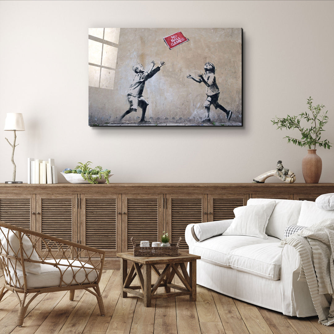 ・"Banksy - No Ball Games"・Glass Wall Art | Artdesigna Glass Printing Wall Arts.