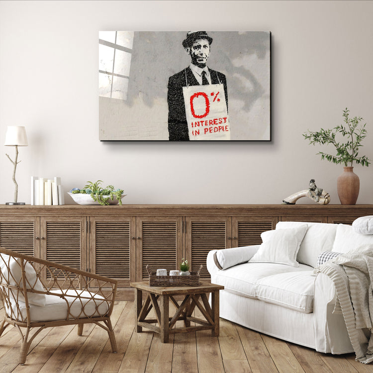 ・"Banksy - Zero Percent Interest"・Glass Wall Art | Artdesigna Glass Printing Wall Arts.