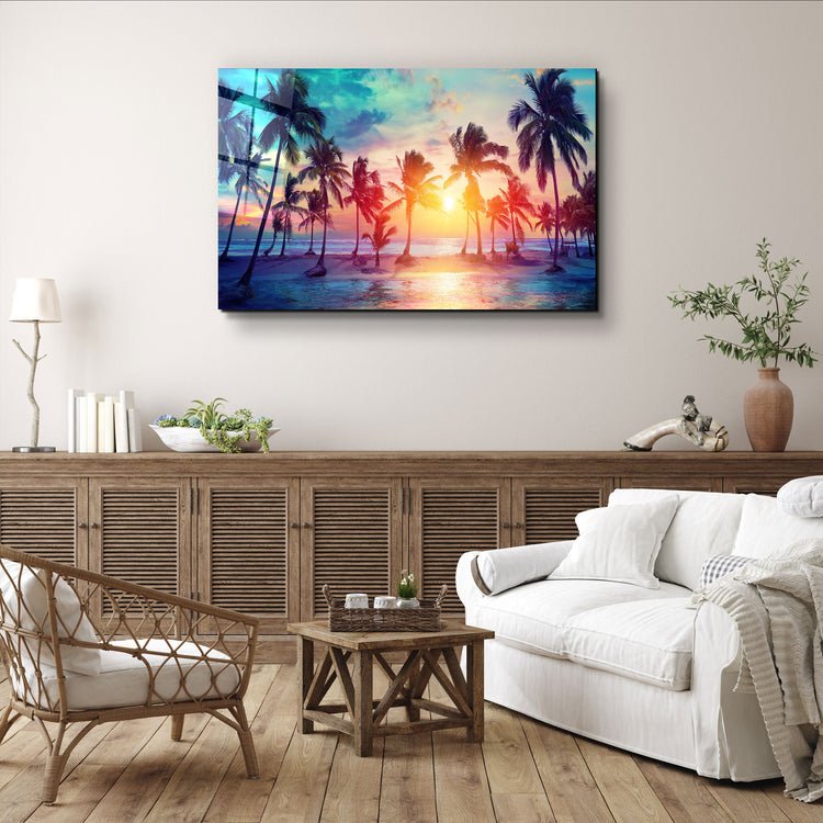 ・"Palm Trees "・Glass Wall Art | Artdesigna Glass Printing Wall Arts.