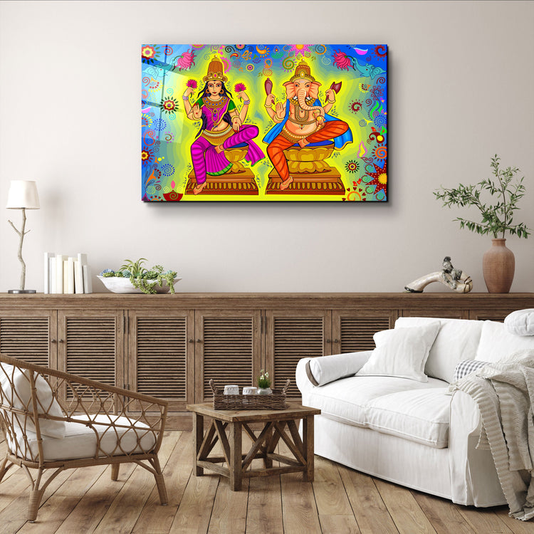 ・"Lord Ganesha Illustration"・Glass Wall Art | Artdesigna Glass Printing Wall Arts.