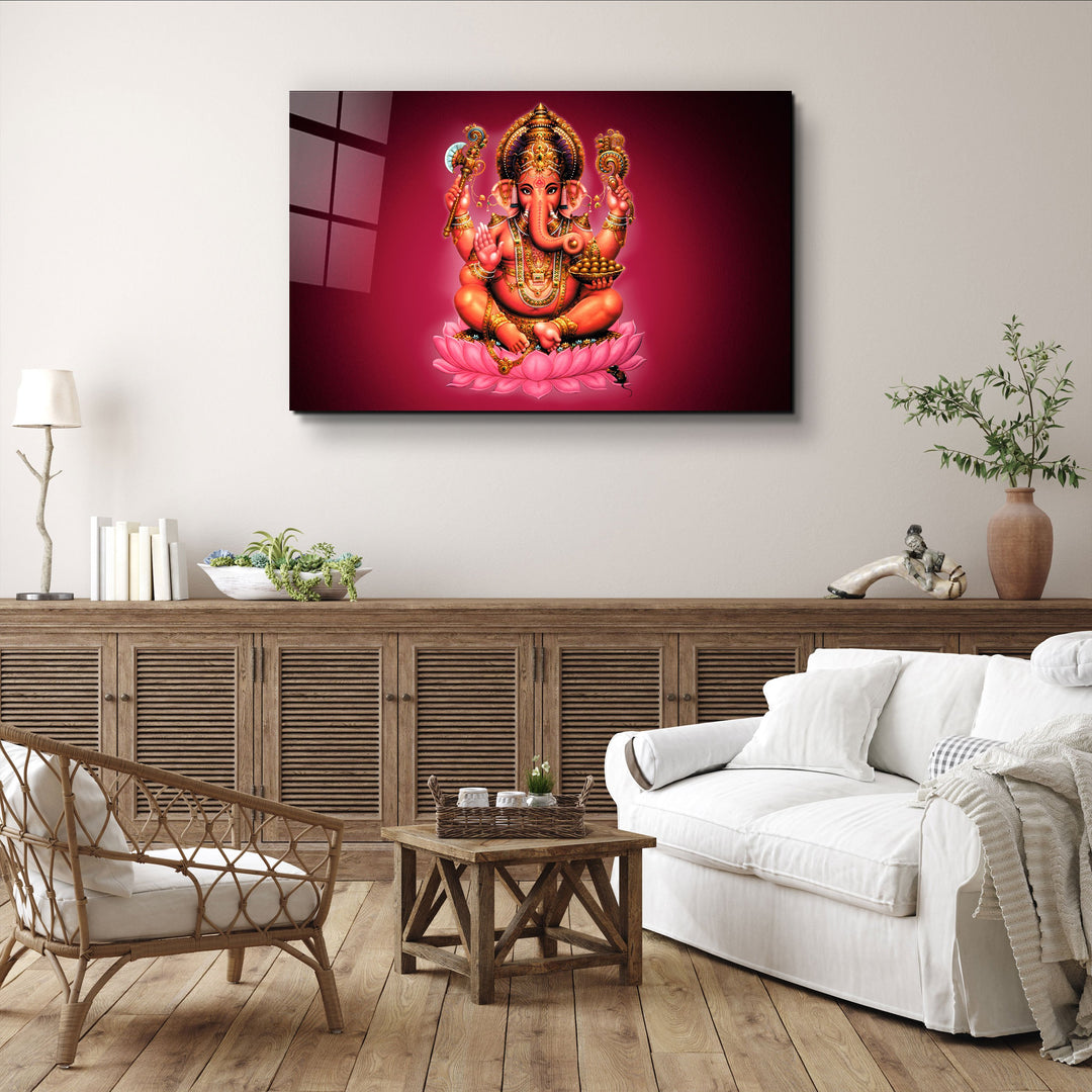 ・"Lord Ganesha"・Glass Wall Art | Artdesigna Glass Printing Wall Arts.