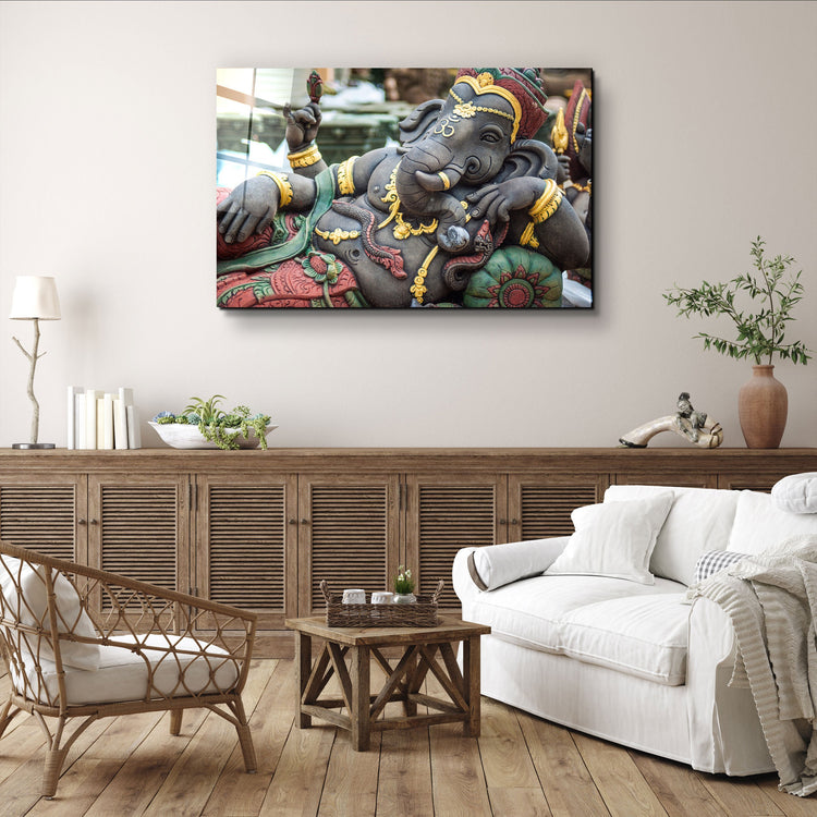 ・"Lord Ganesha Sculpture"・Glass Wall Art | Artdesigna Glass Printing Wall Arts.