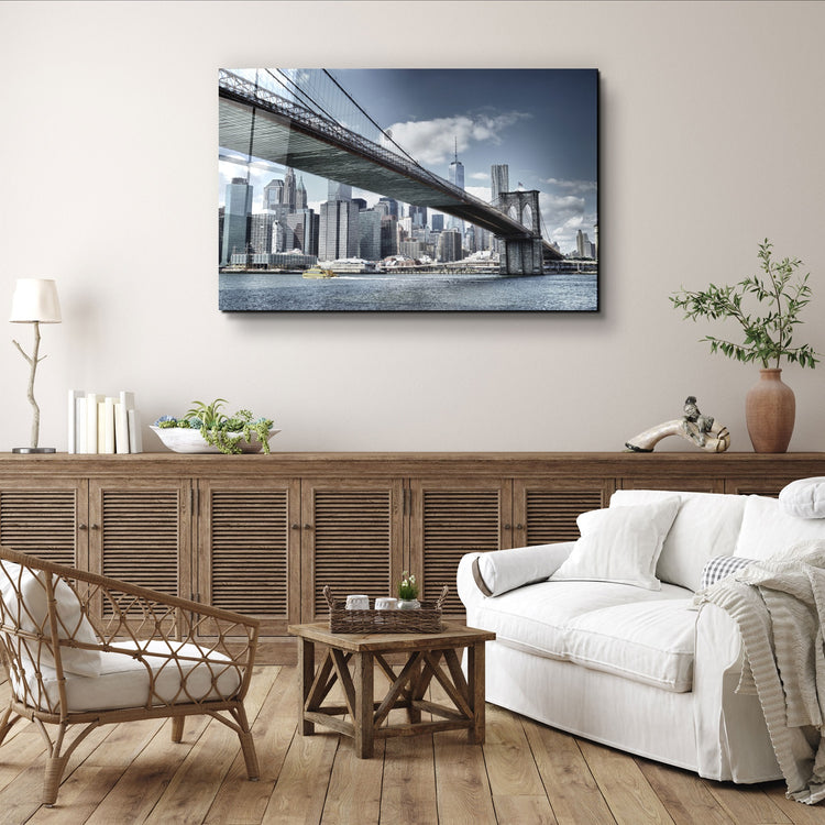 ・"Brooklyn Bridge"・Glass Wall Art | Artdesigna Glass Printing Wall Arts.