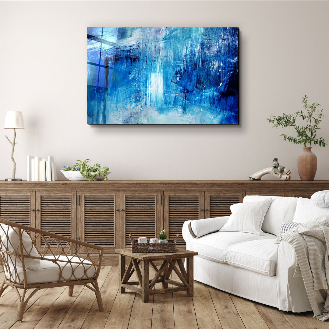 ・"Blue Fall"・Glass Wall Art | Artdesigna Glass Printing Wall Arts.