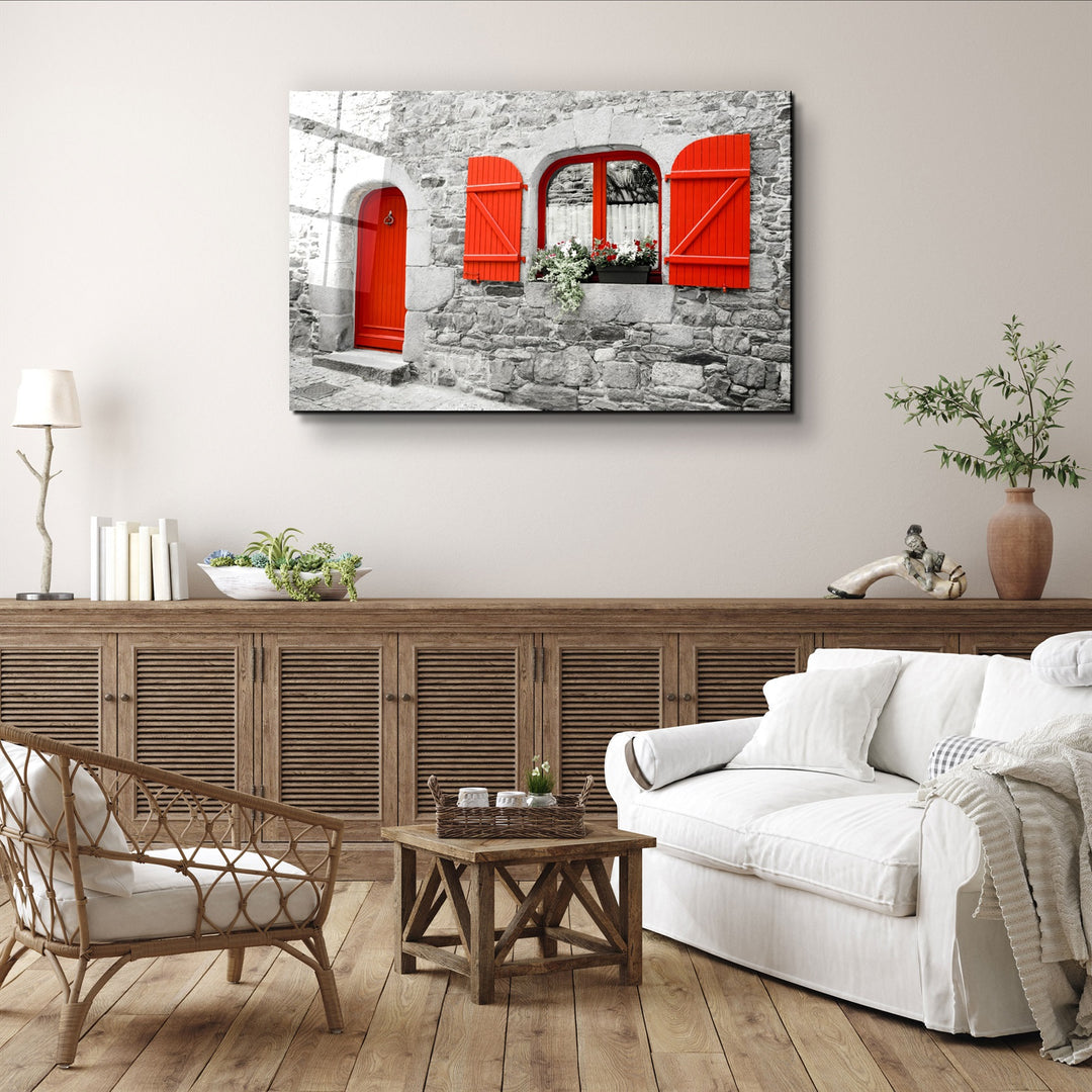 ・"Red Door"・Glass Wall Art | Artdesigna Glass Printing Wall Arts.