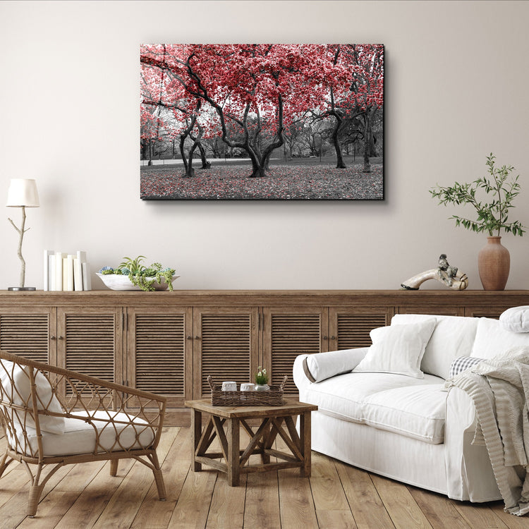 ・"Red Tree 2"・Glass Wall Art | Artdesigna Glass Printing Wall Arts.