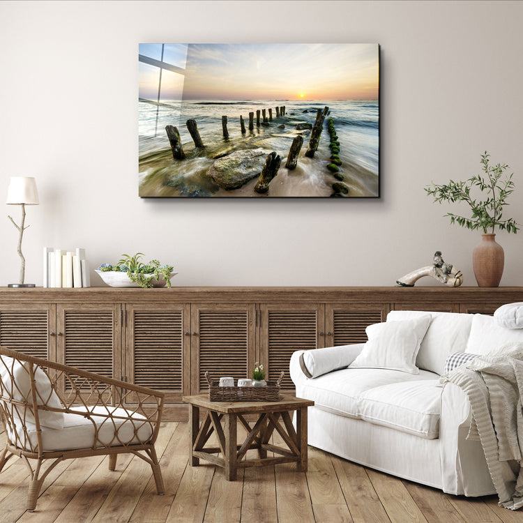 ・"Pier Ruin"・Glass Wall Art | Artdesigna Glass Printing Wall Arts.