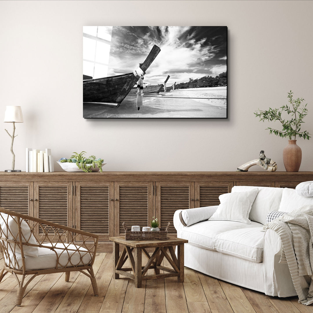 ・"Boats on the Beach"・Glass Wall Art | Artdesigna Glass Printing Wall Arts.