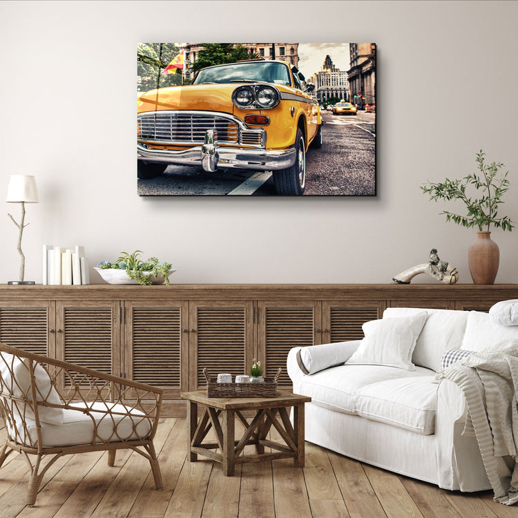 ・"Classic Taxi"・Glass Wall Art | Artdesigna Glass Printing Wall Arts.