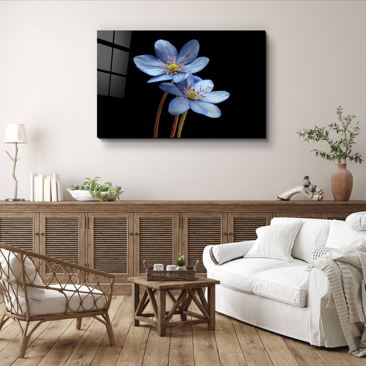 ・"Blue Flower"・Glass Wall Art | Artdesigna Glass Printing Wall Arts.