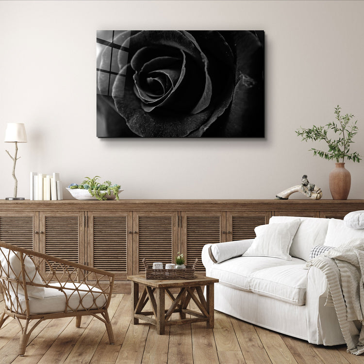 ・"Black Rose"・Glass Wall Art | Artdesigna Glass Printing Wall Arts.