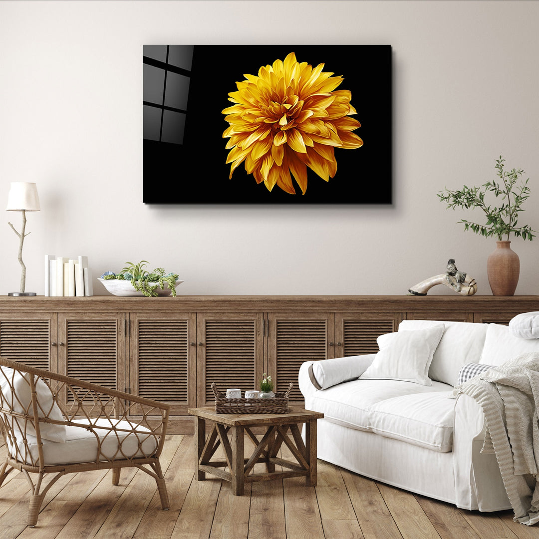 ・"Yellow Flower"・Glass Wall Art | Artdesigna Glass Printing Wall Arts.