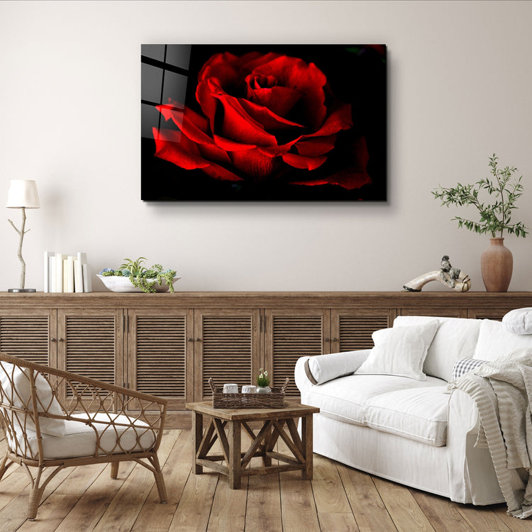 ・"Red Rose"・Glass Wall Art | Artdesigna Glass Printing Wall Arts.