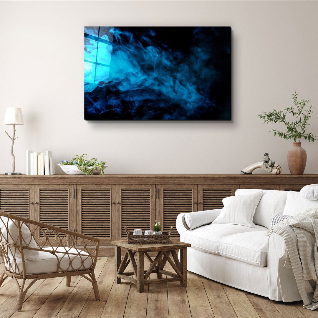 ・"Blue Smoke"・Glass Wall Art | Artdesigna Glass Printing Wall Arts.